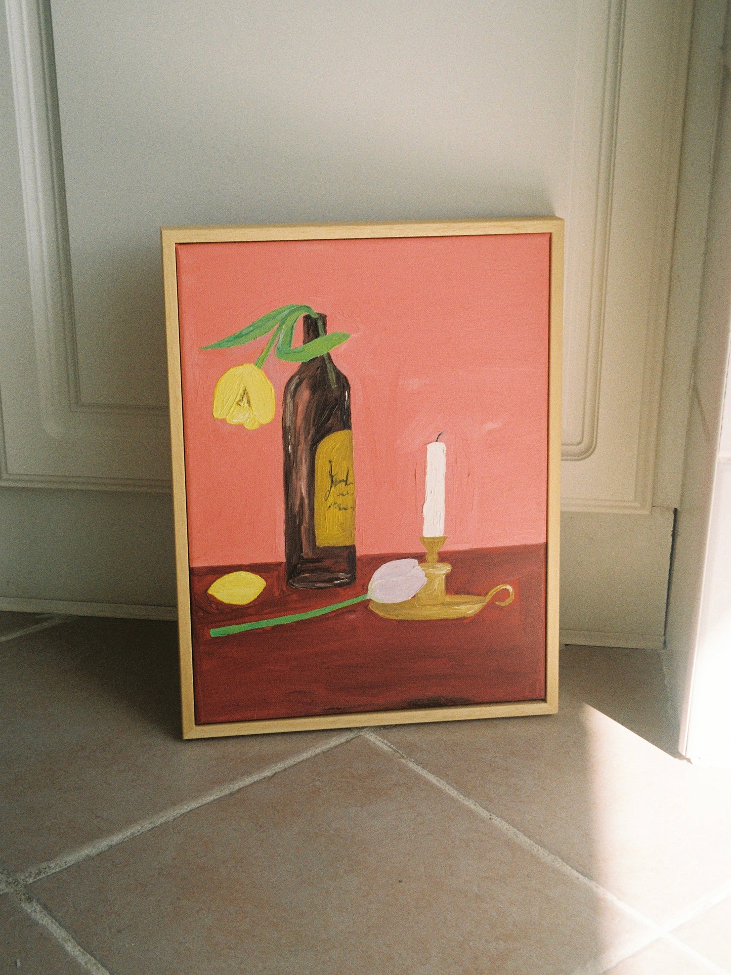 Velas, vinho e flores Painting