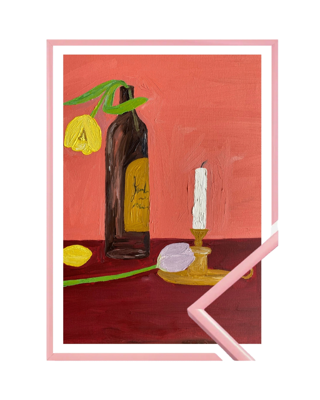 Velas, vinho e flores Fine Art Print