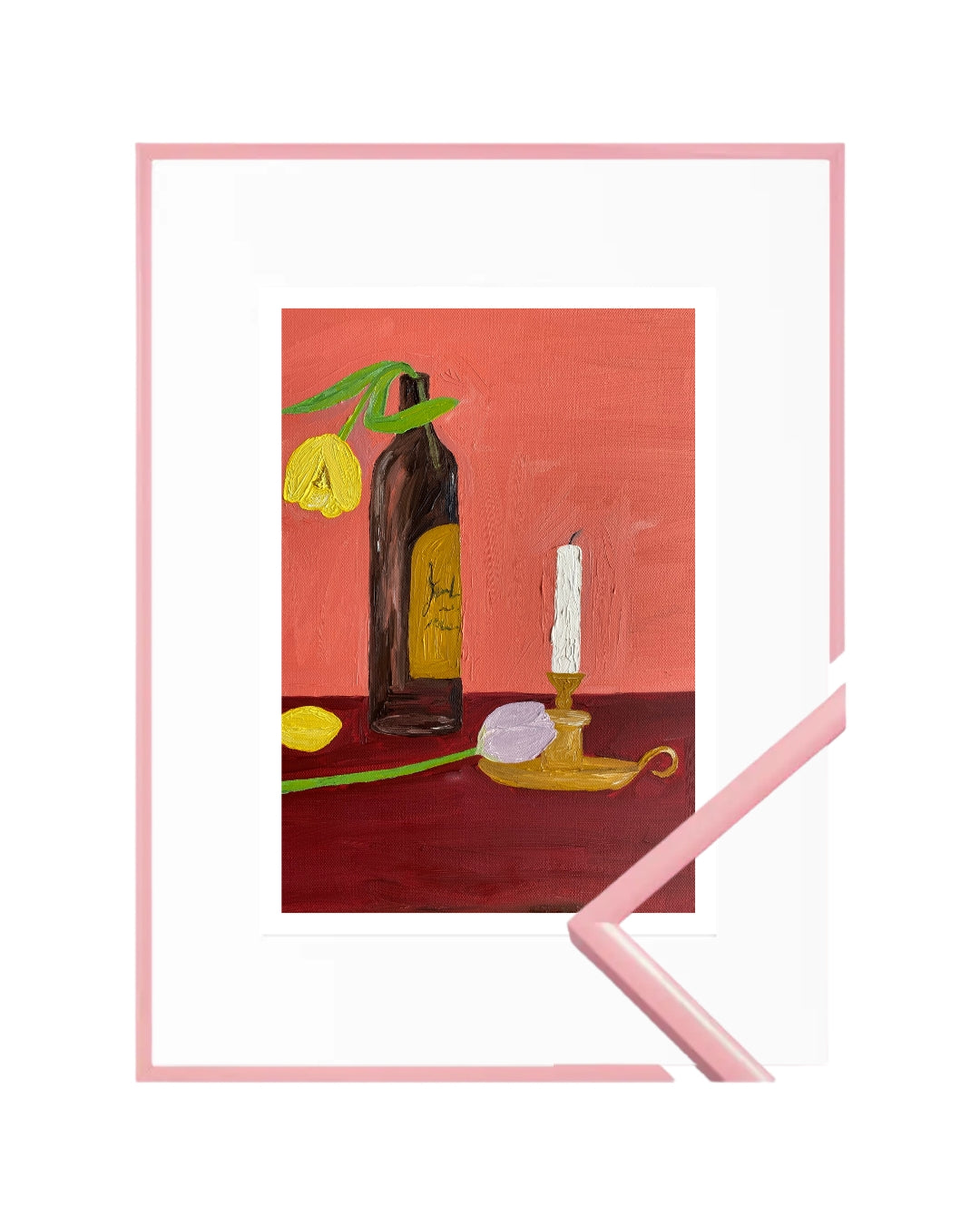Velas, vinho e flores Fine Art Print