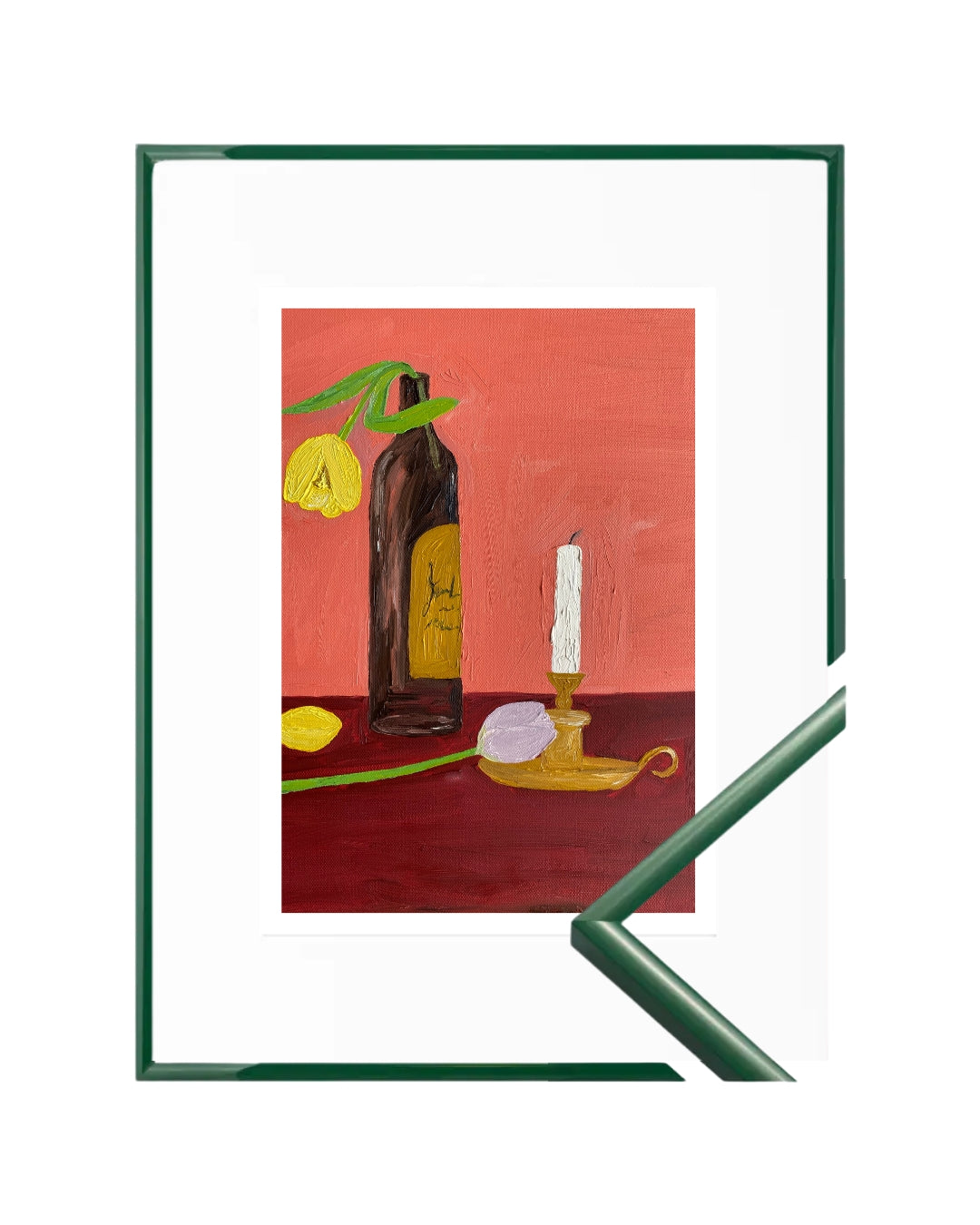 Velas, vinho e flores Fine Art Print