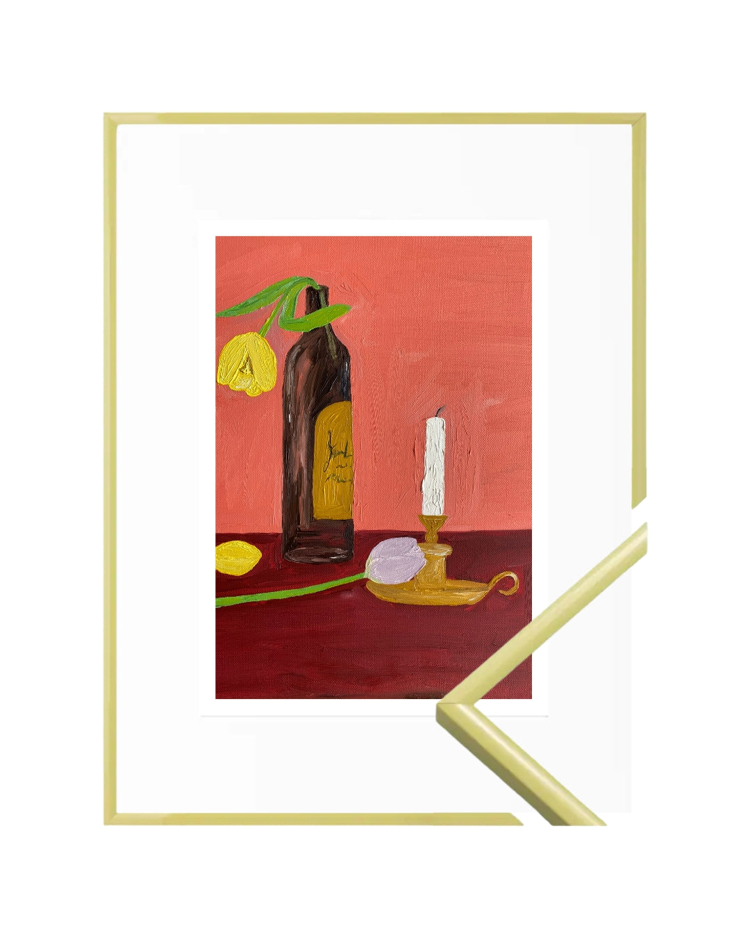 Velas, vinho e flores Fine Art Print