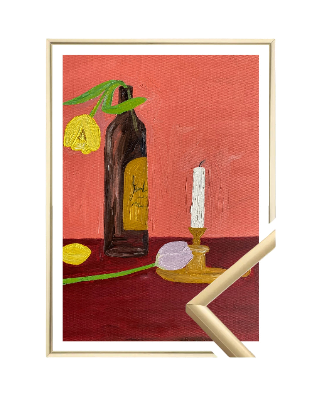 Velas, vinho e flores Fine Art Print