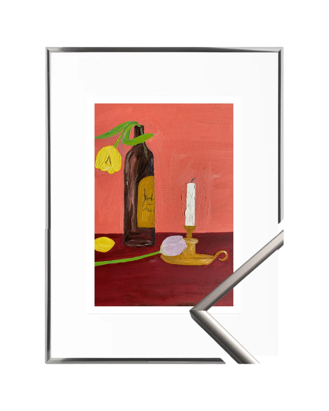 Velas, vinho e flores Fine Art Print