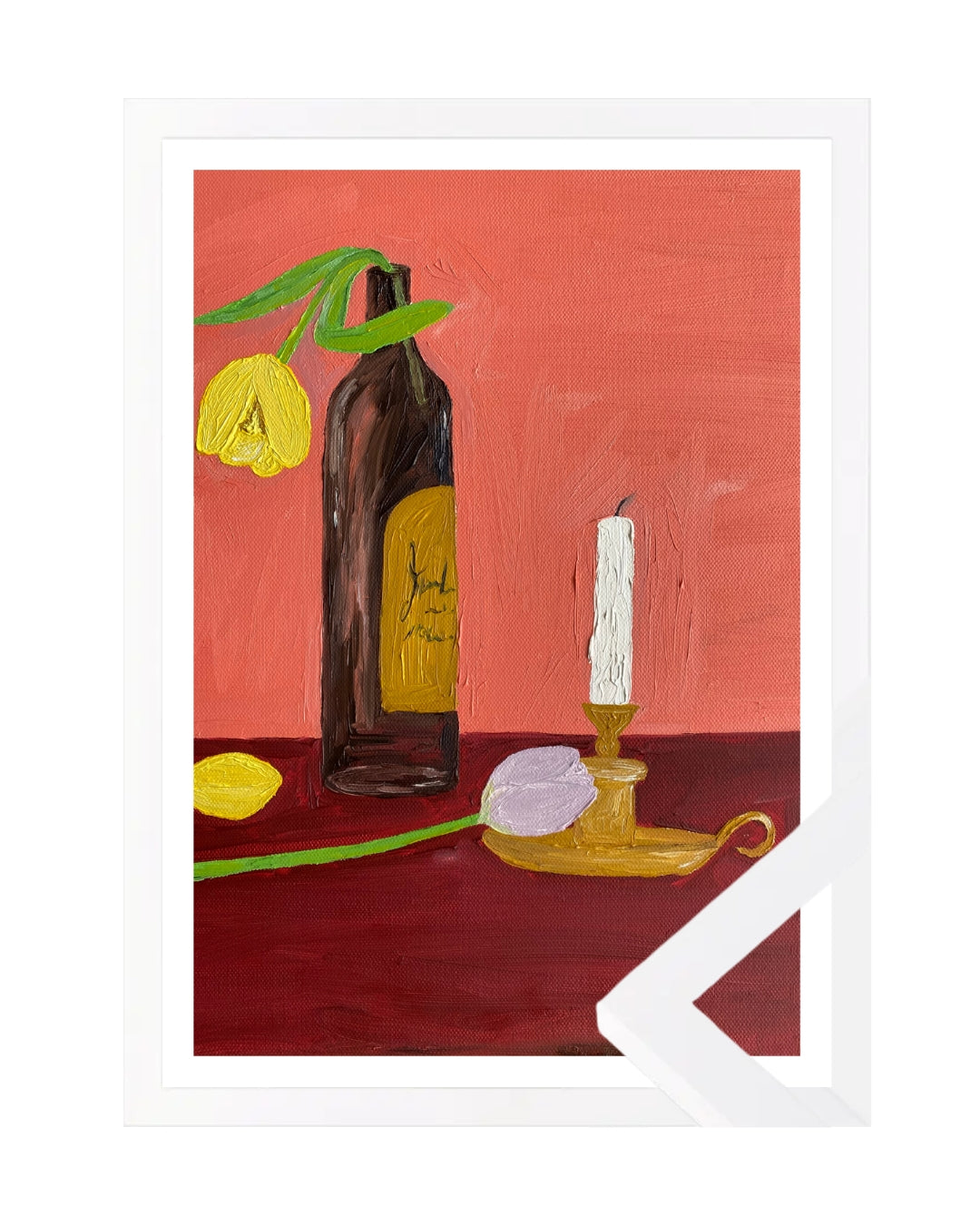 Velas, vinho e flores Fine Art Print