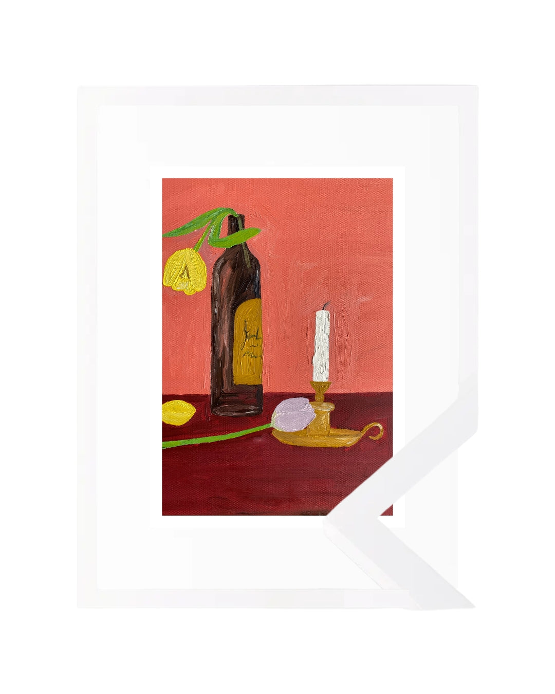 Velas, vinho e flores Fine Art Print