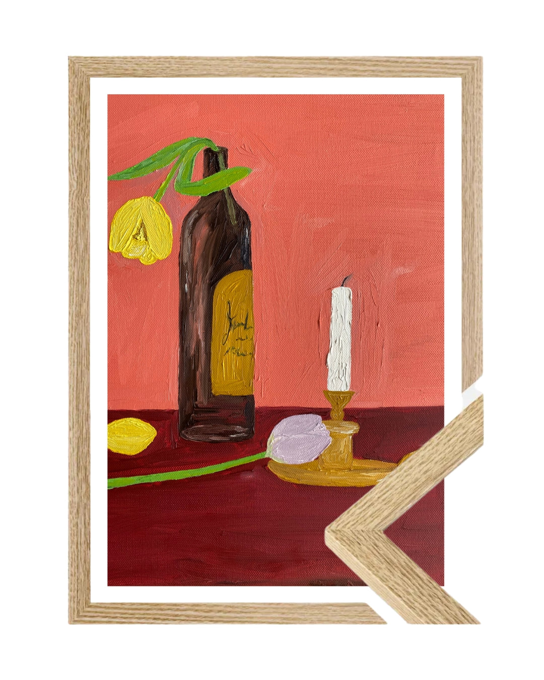 Velas, vinho e flores Fine Art Print