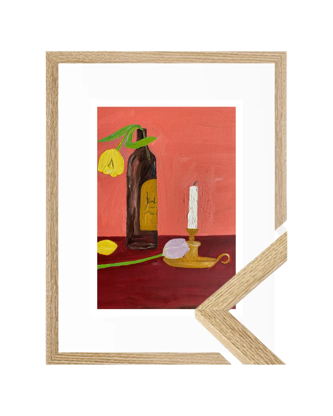Velas, vinho e flores Fine Art Print