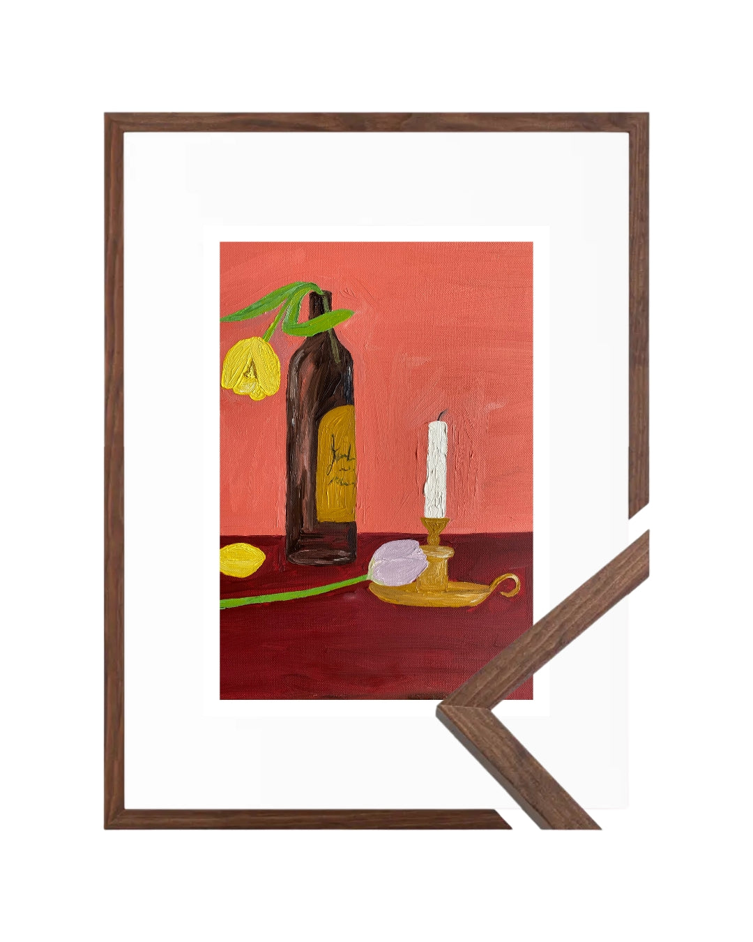 Velas, vinho e flores Fine Art Print