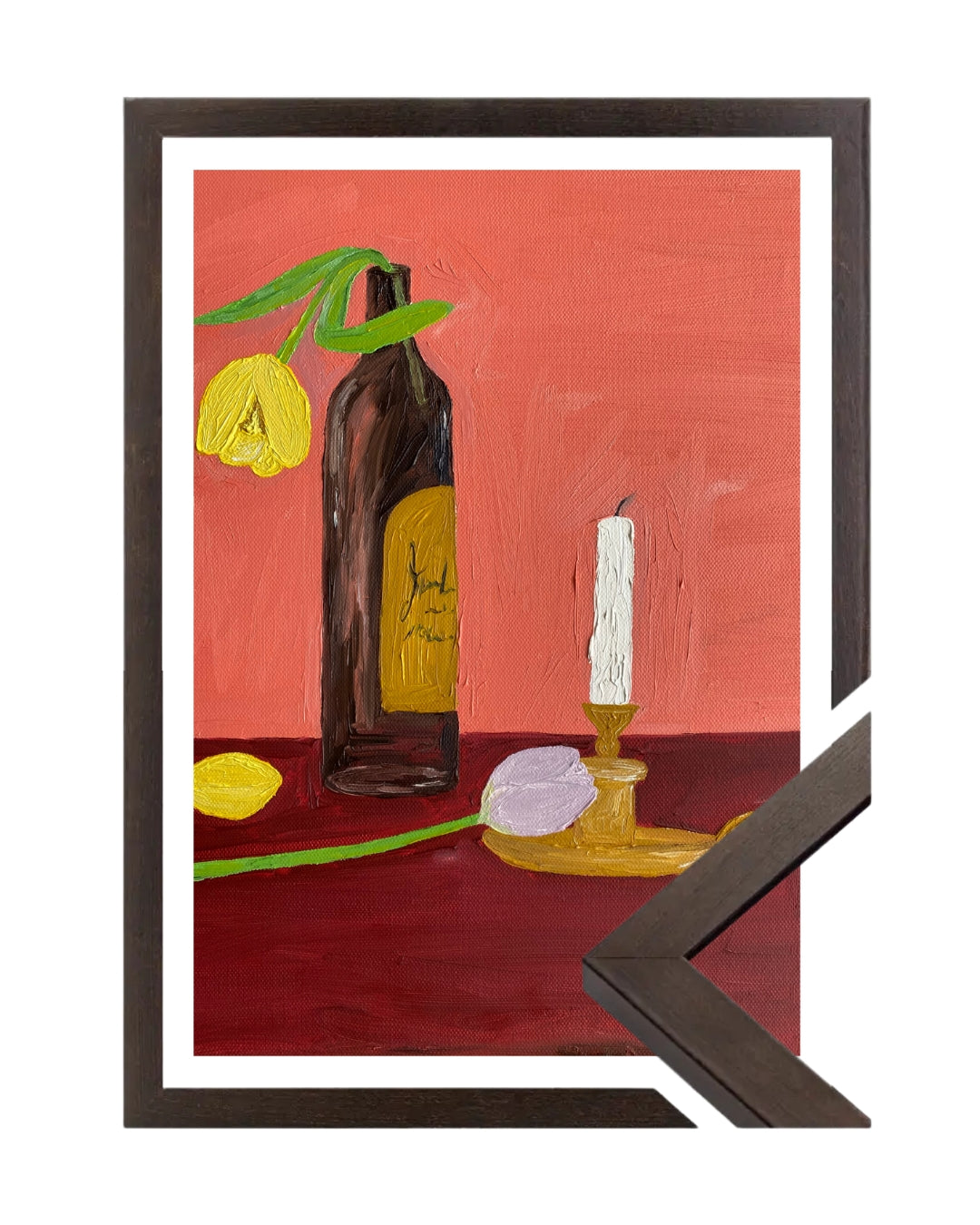 Velas, vinho e flores Fine Art Print