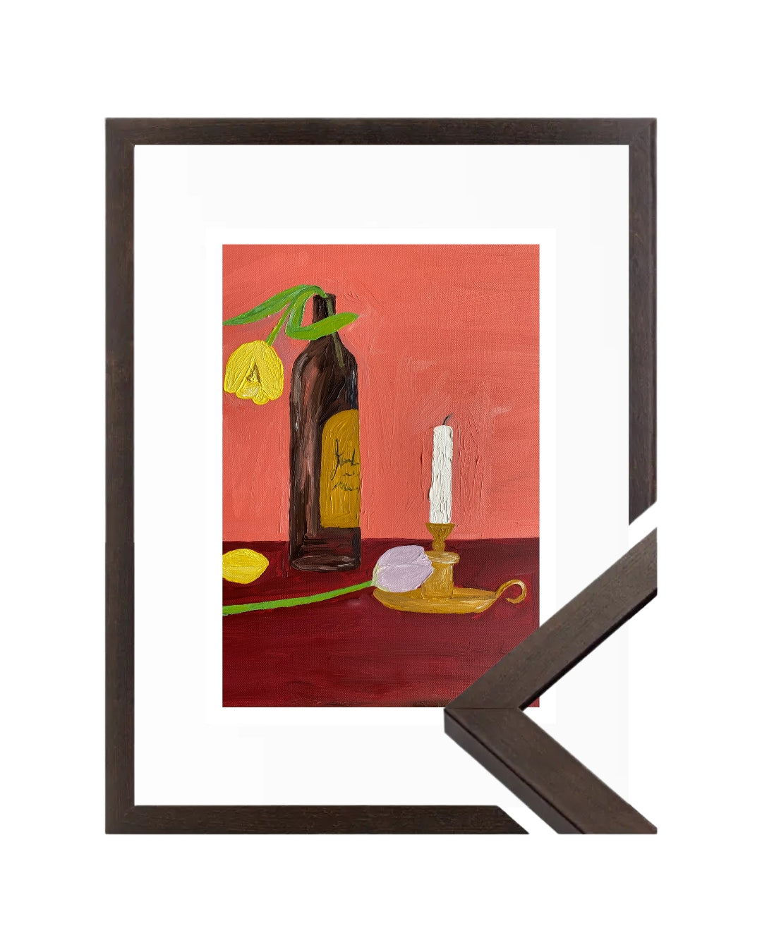 Velas, vinho e flores Fine Art Print