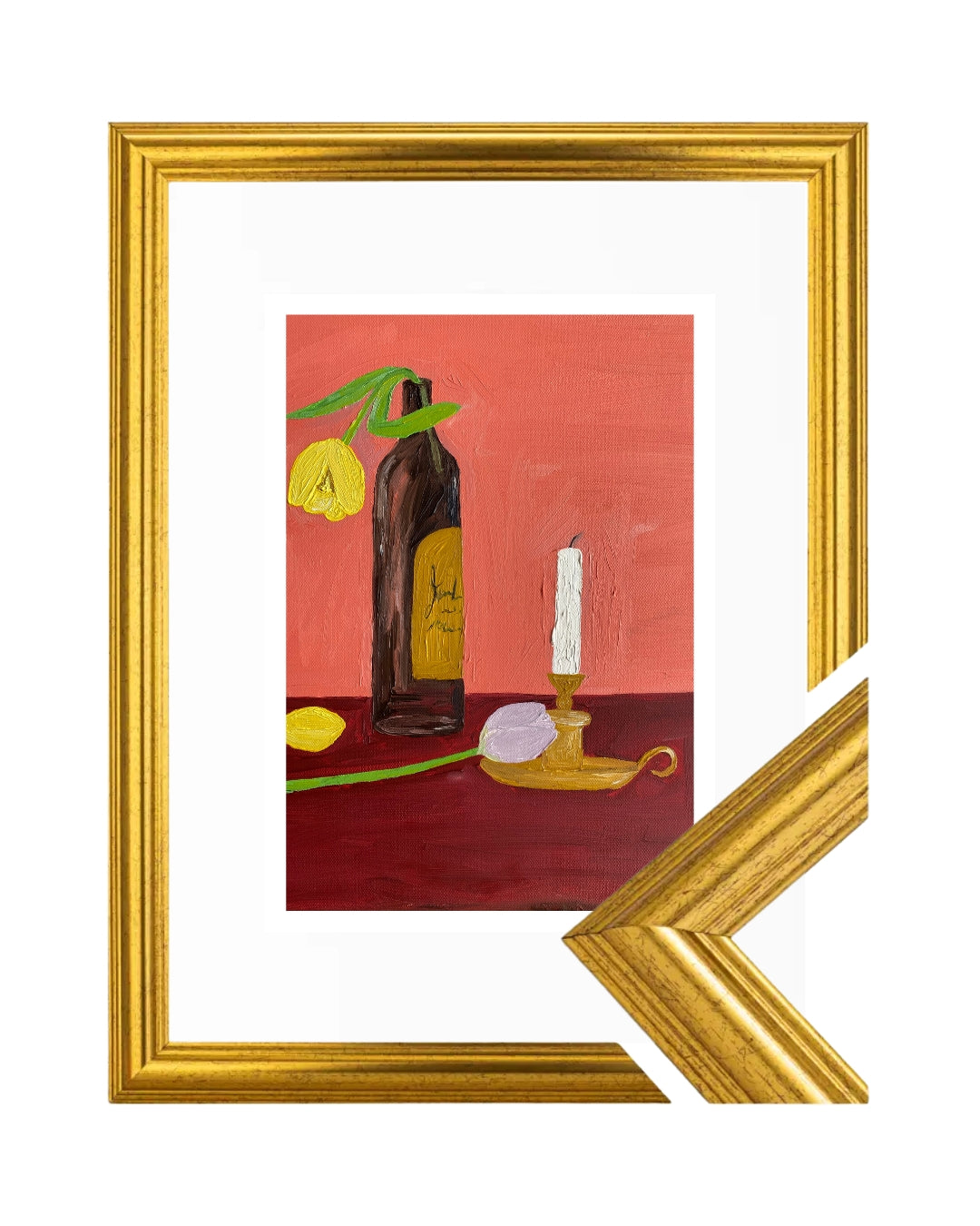 Velas, vinho e flores Fine Art Print