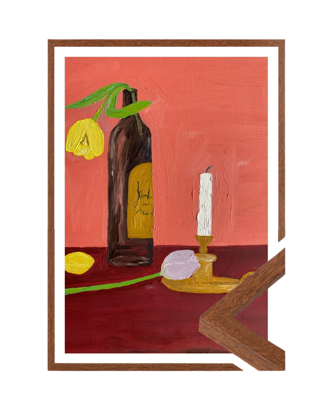 Velas, vinho e flores Fine Art Print