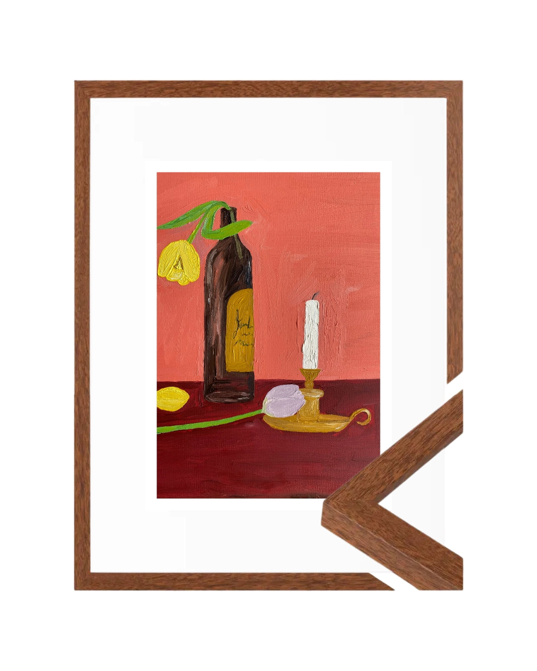 Velas, vinho e flores Fine Art Print