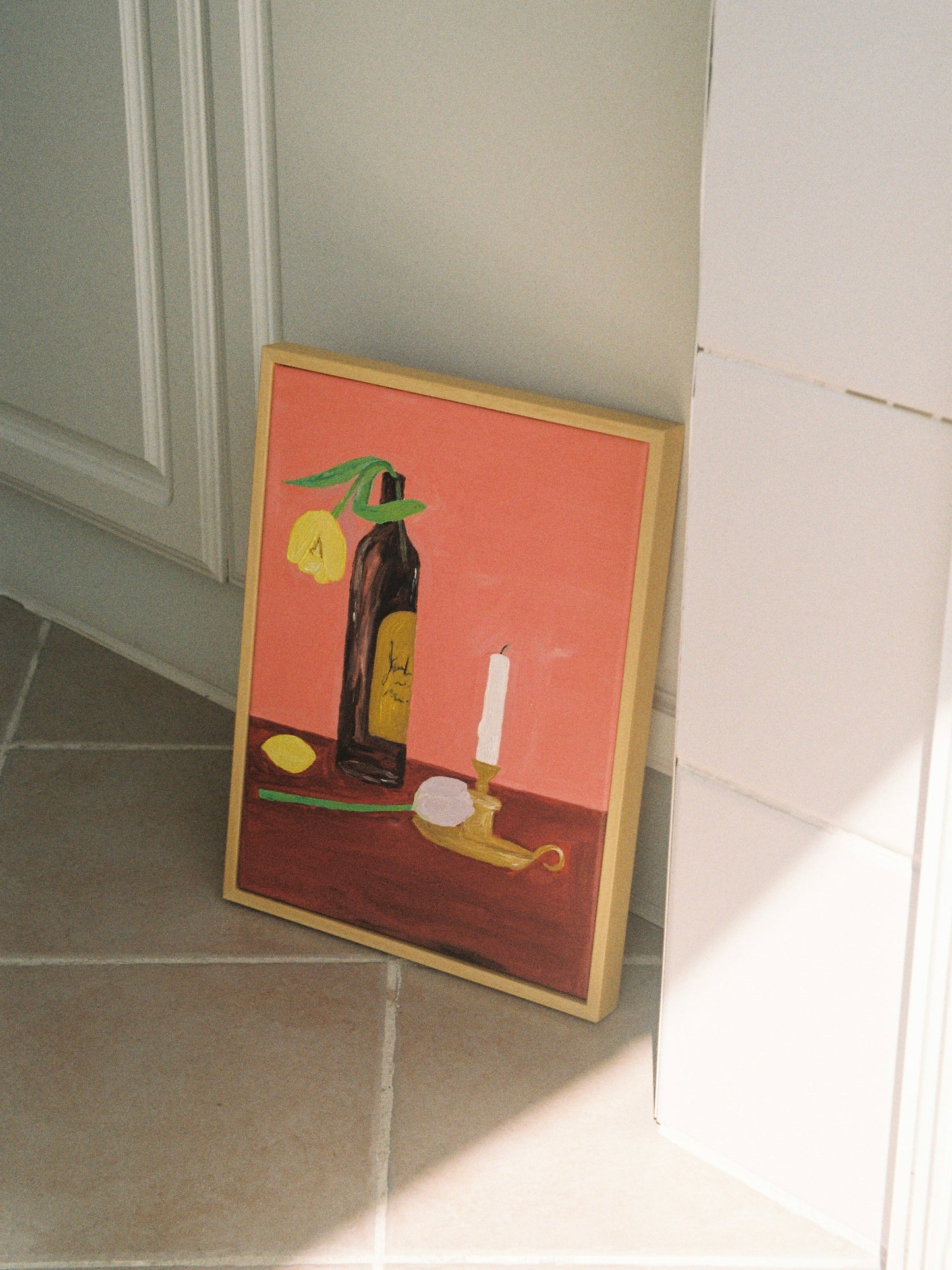 Velas, vinho e flores Painting