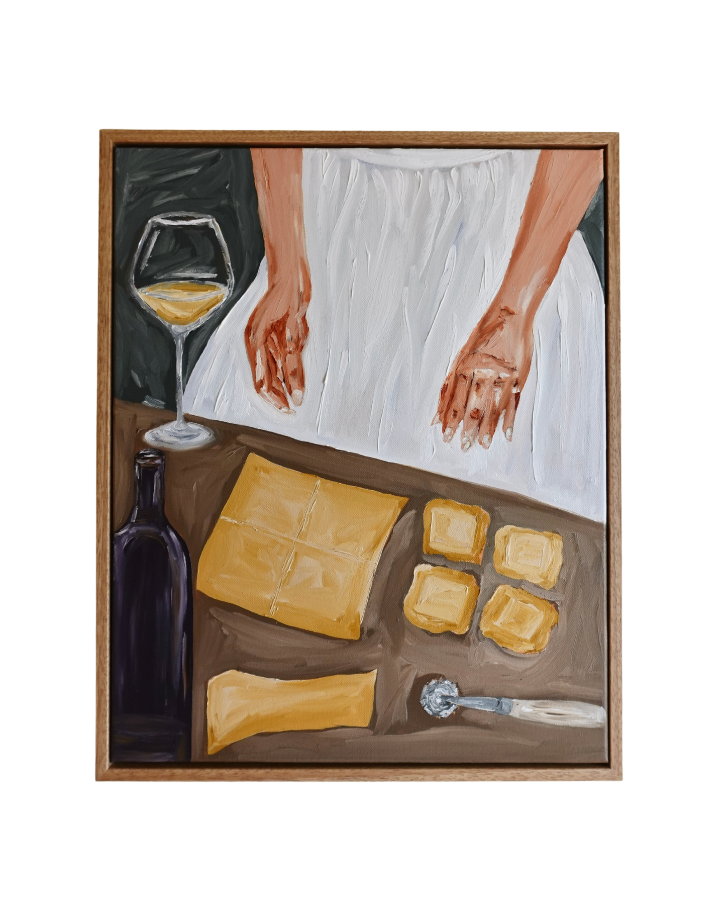 Making ravioli and sippin’ wine Painting