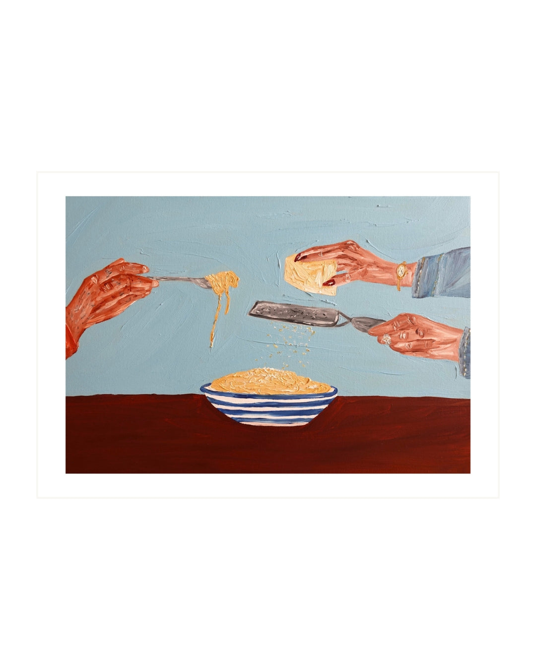 Sharing pasta Fine Art Print
