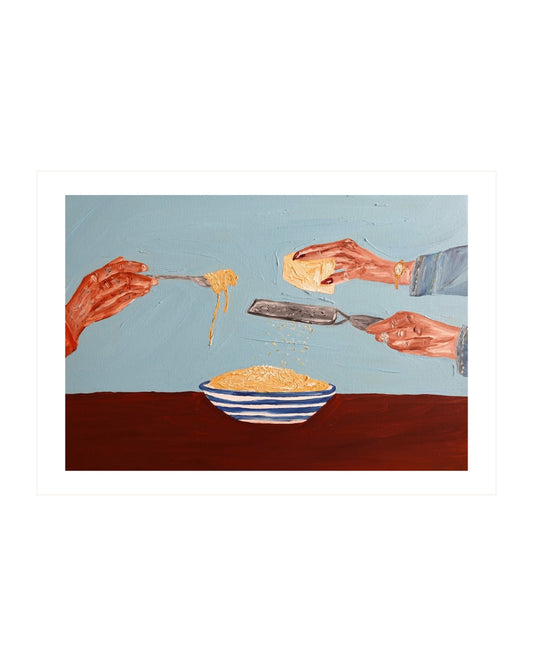 Sharing pasta Fine Art Print