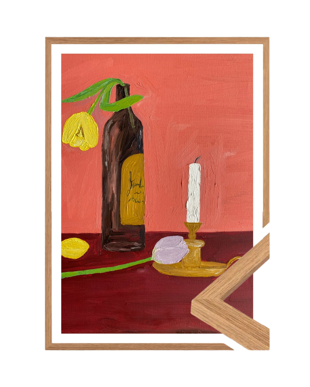 Velas, vinho e flores Fine Art Print