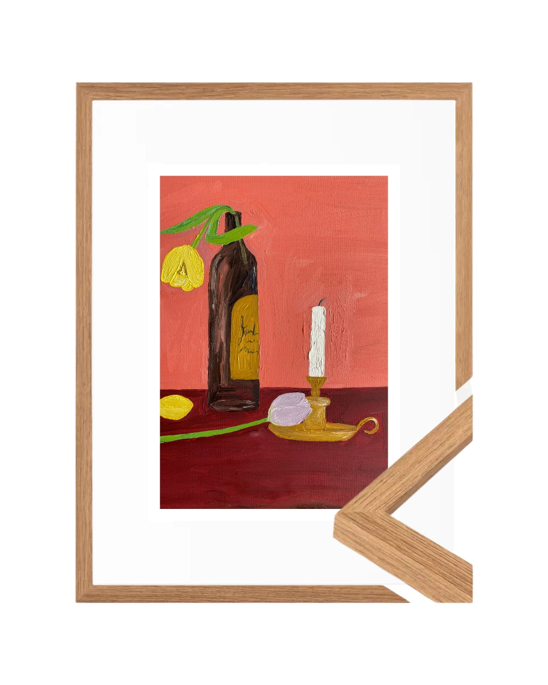 Velas, vinho e flores Fine Art Print