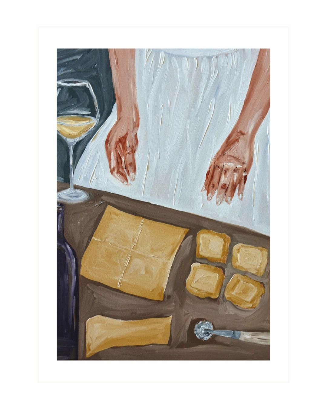 Making ravioli and sippin’ wine Fine Art Print