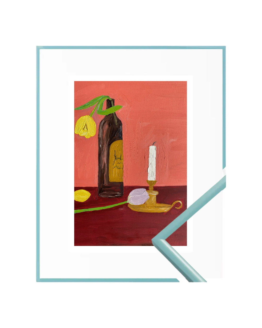 Velas, vinho e flores Fine Art Print