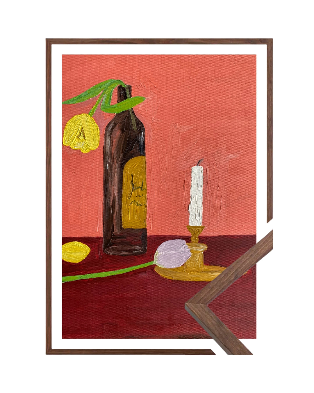 Velas, vinho e flores Fine Art Print
