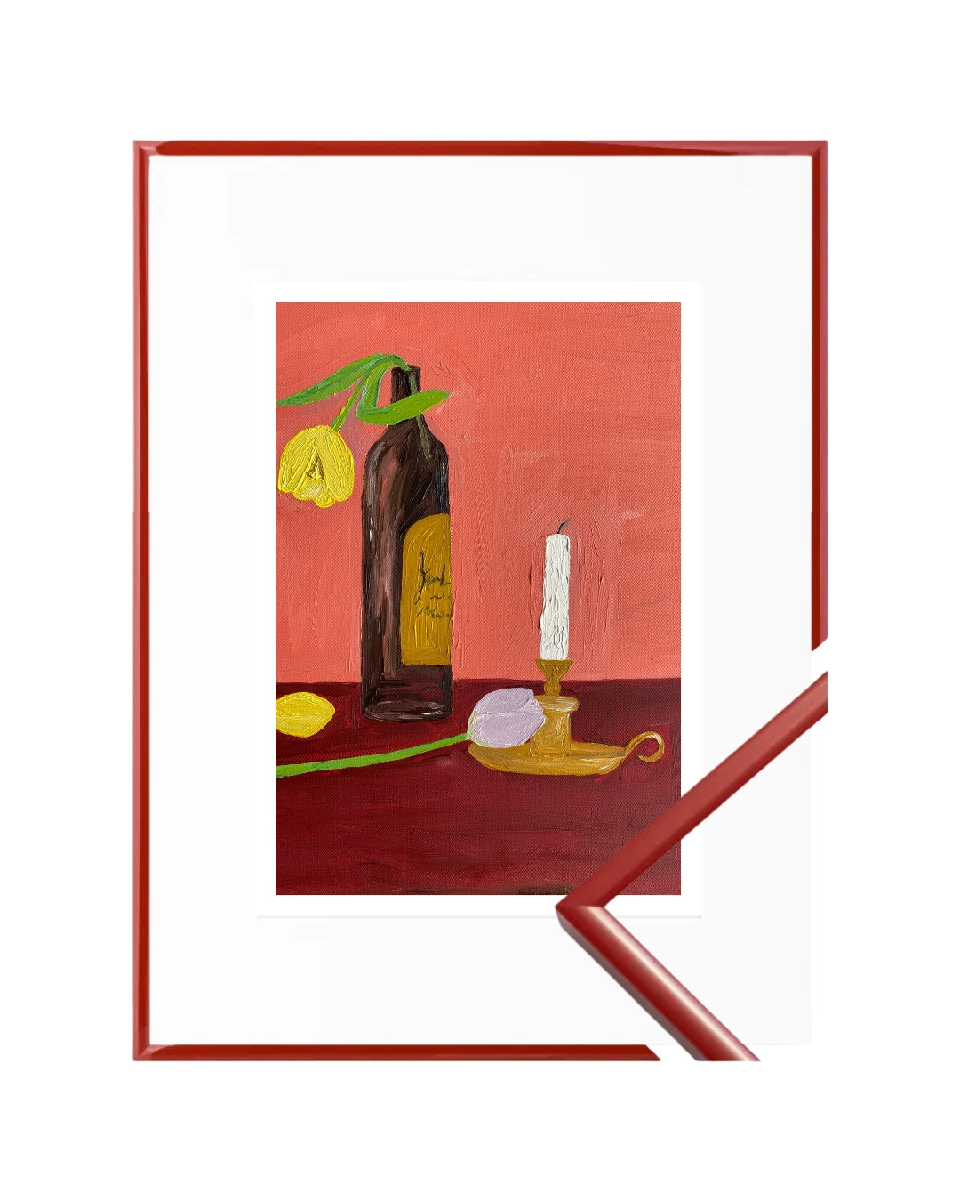 Velas, vinho e flores Fine Art Print