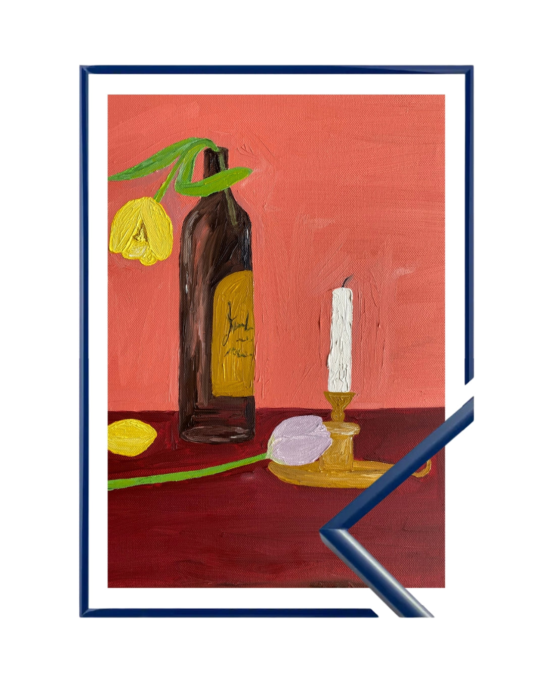 Velas, vinho e flores Fine Art Print