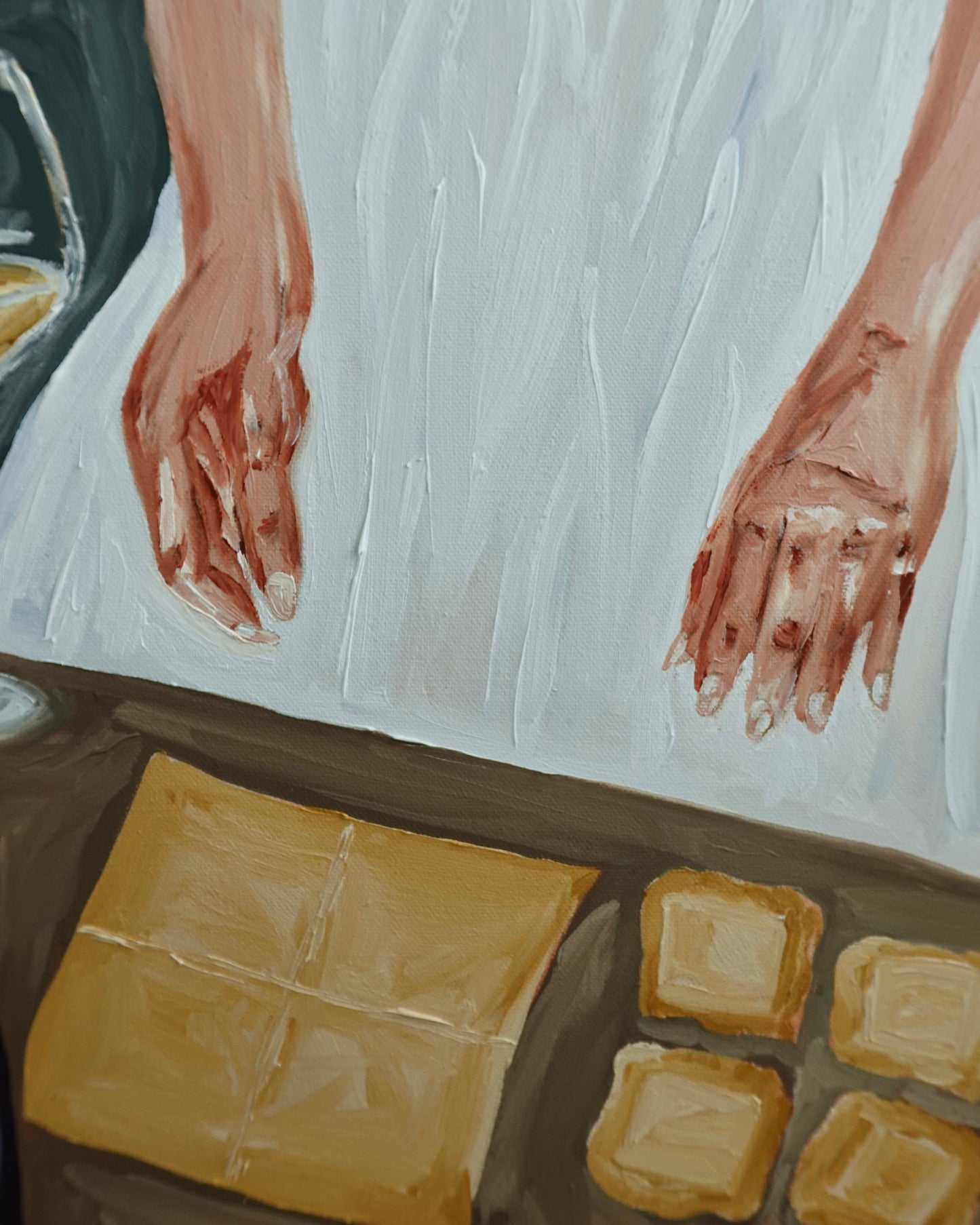 Making ravioli and sippin’ wine Painting
