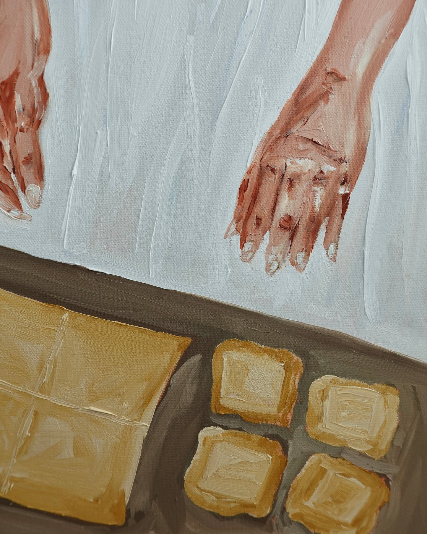 Making ravioli and sippin’ wine Painting